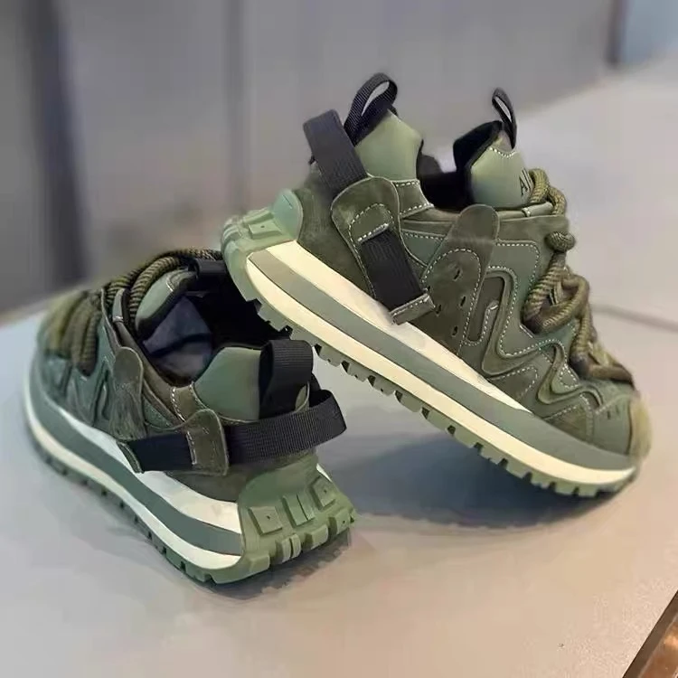 男鞋秋季新款户外百搭拼色休闲运动鞋男士厚底防滑阿甘鞋老爹潮鞋