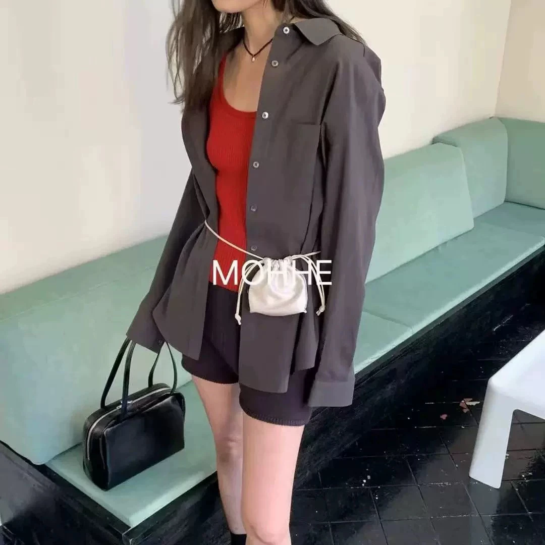 mohhe韩国东大门代购2025春季新款百搭修身坑条纯色吊带背心女