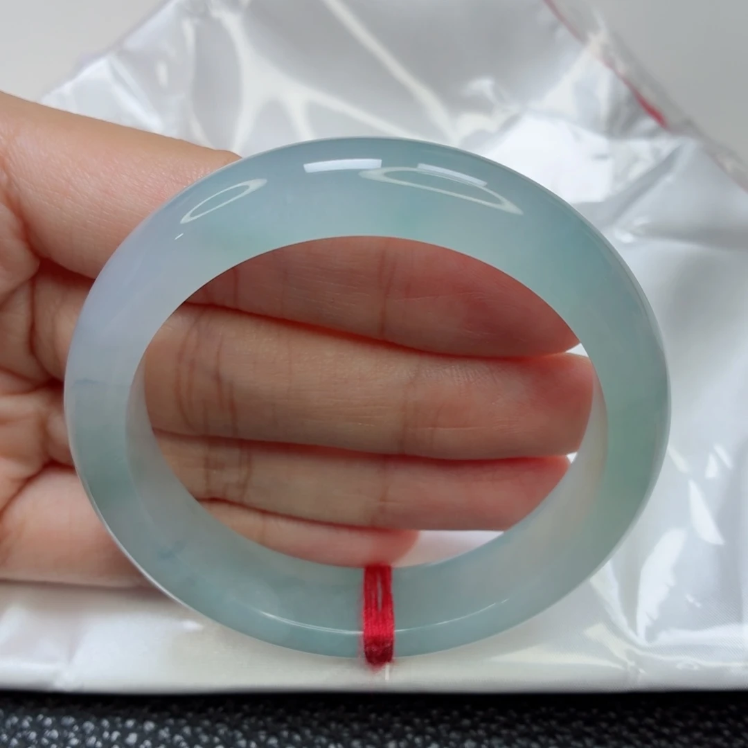 翡翠未镶嵌手镯老坑52圈冰透胶亮天空蓝026强推⭐️⭐️