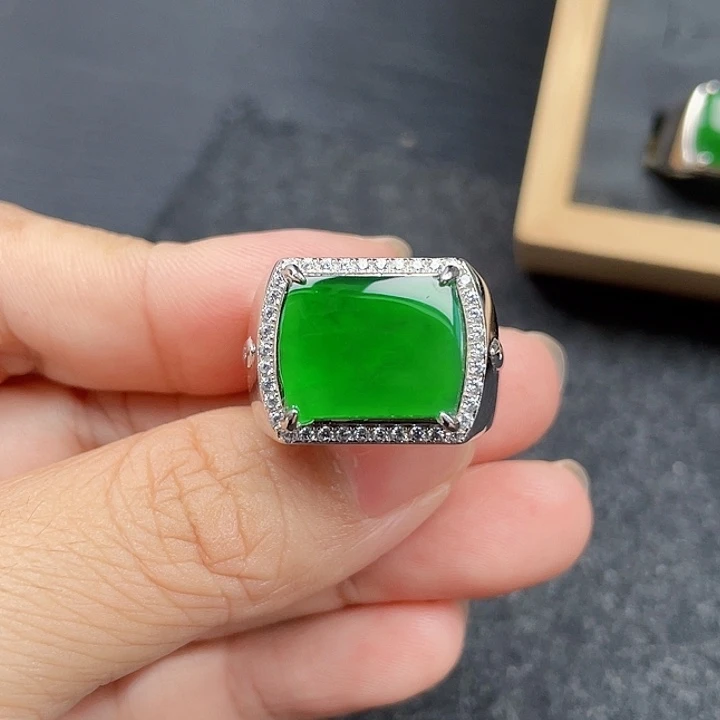 翡翠银S925镶嵌戒指编号3804没运费险