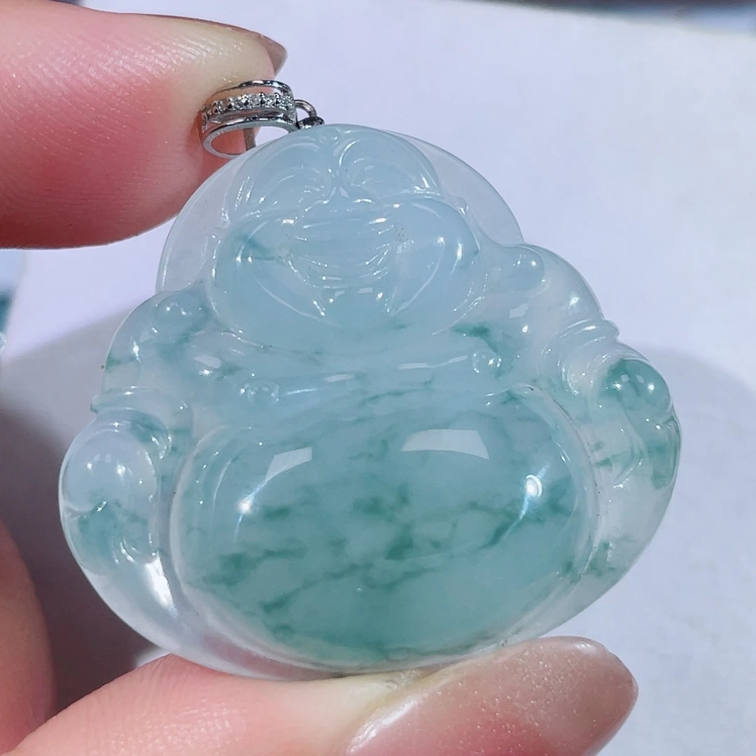 颈饰18K金镶嵌翡翠佛公