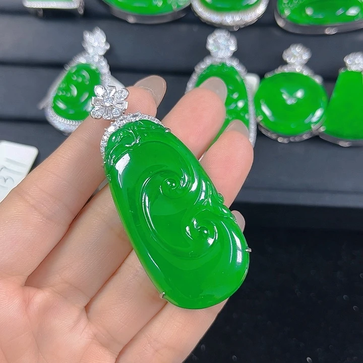 翡翠银S925镶嵌吊坠(不含链)