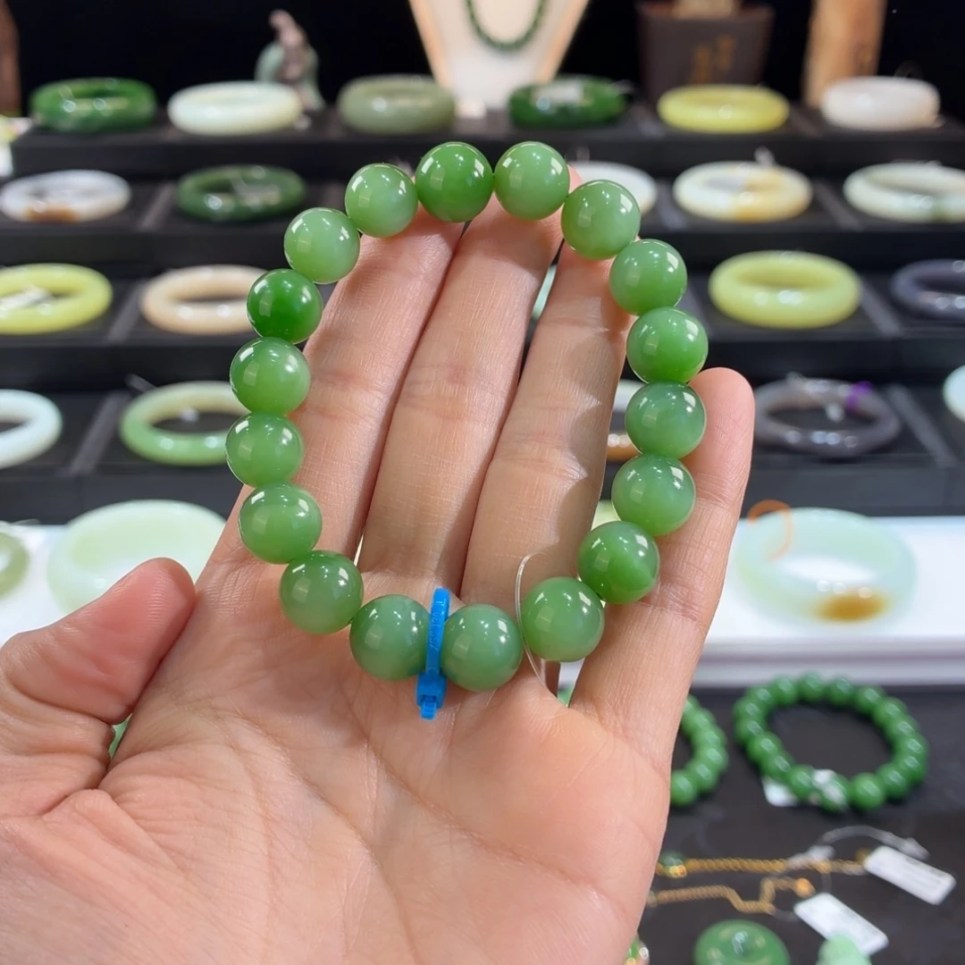 和田玉未镶嵌手串俄碧绿猫眼卡11➕
