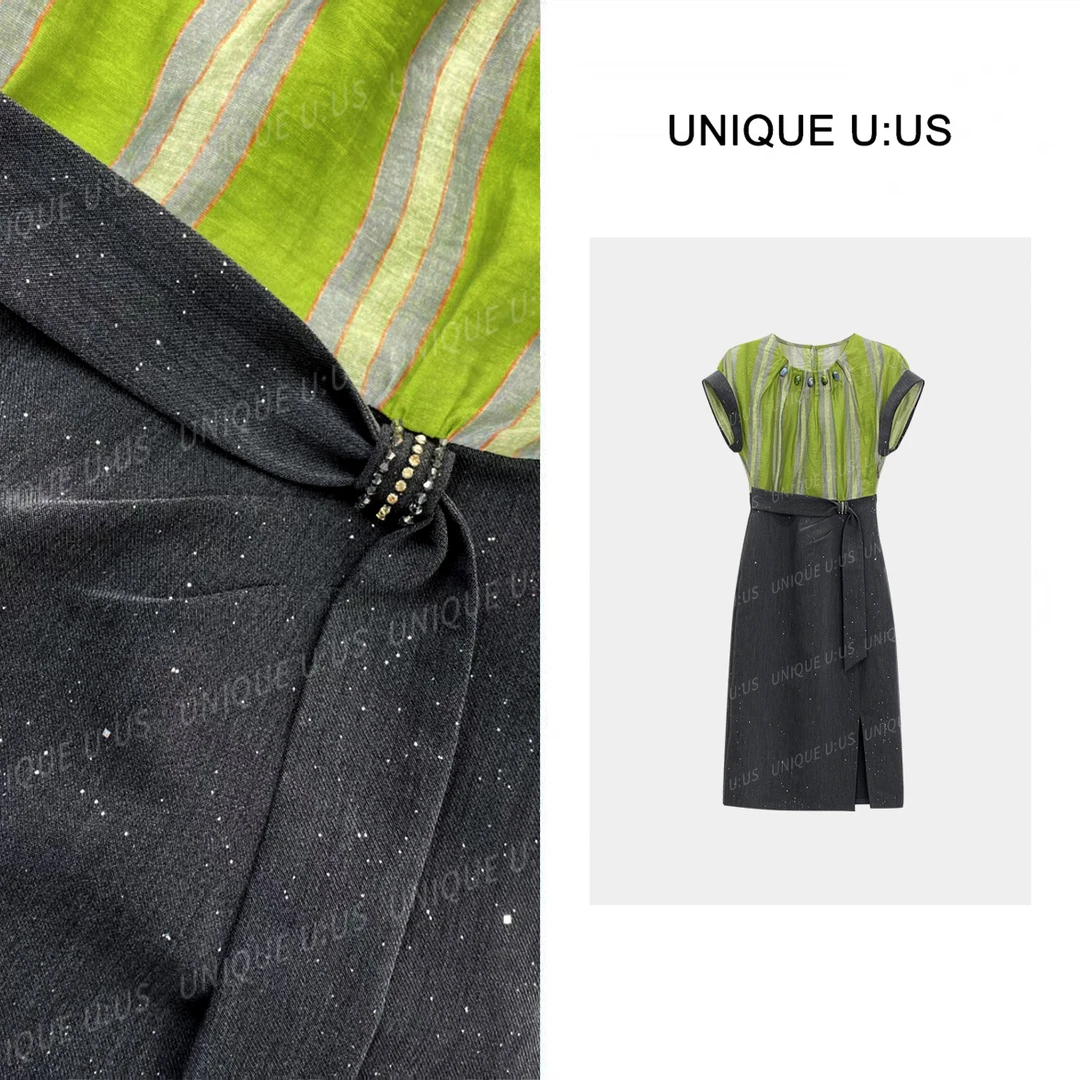 【DuoDuo·Studio】悉尼海岸新款高级复古条纹撞拼接款连衣裙251516