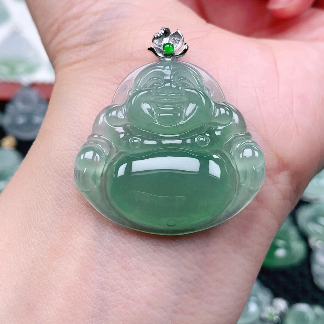 吊坠(不含链)18K金镶嵌翡翠