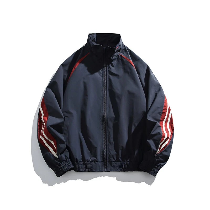 FLOTINGKA美式潮牌拼接侧边条立领运动夹克男女秋季宽松休闲外套