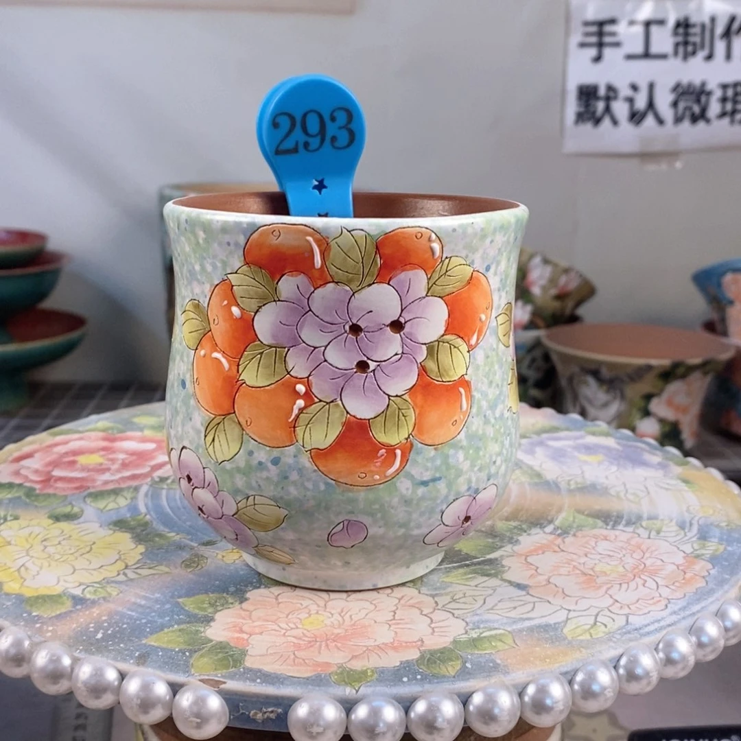 紫砂花盆红陶手绘花盆