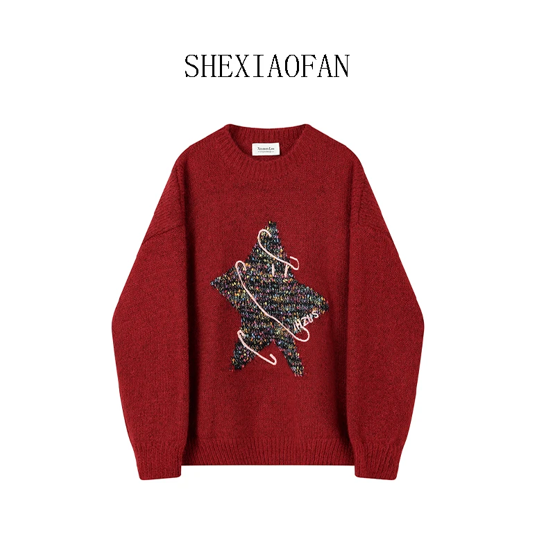 冬季服饰设计感星星软糯圣诞毛衣韩系慵懒风甜美洋气减龄气质上衣