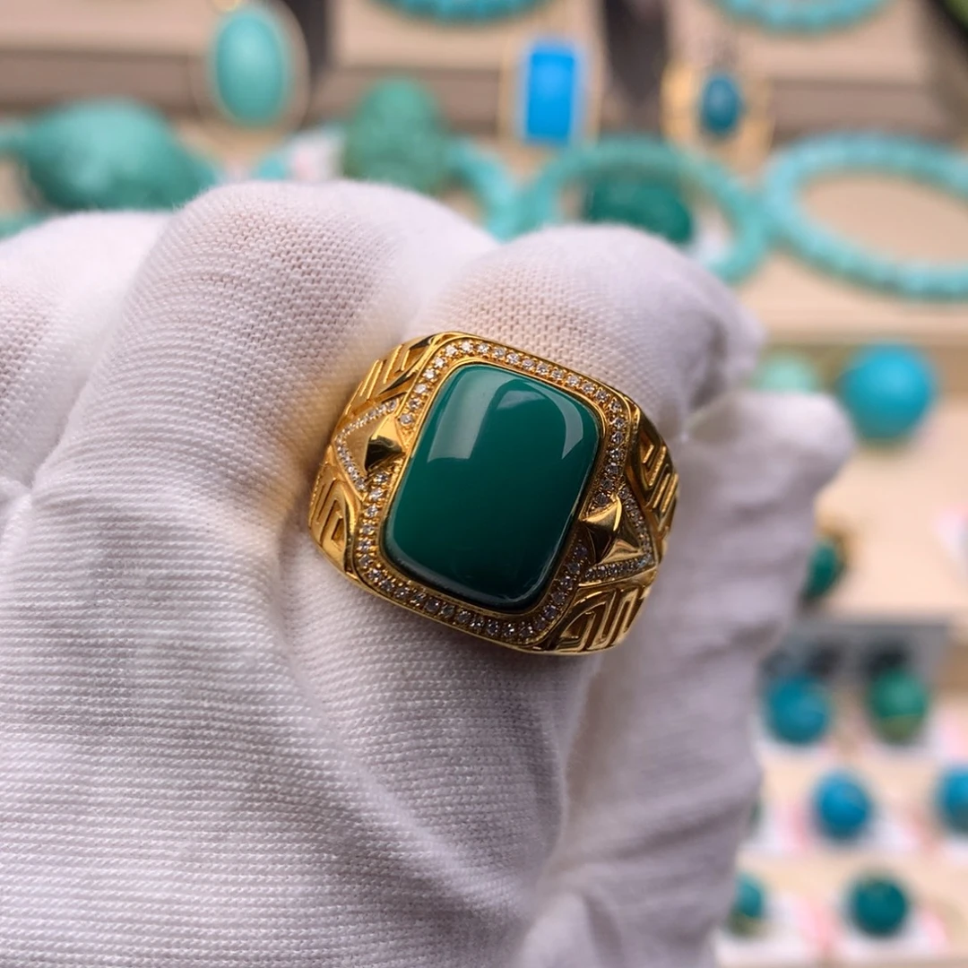 绿松石18K金镶嵌珠宝奇石