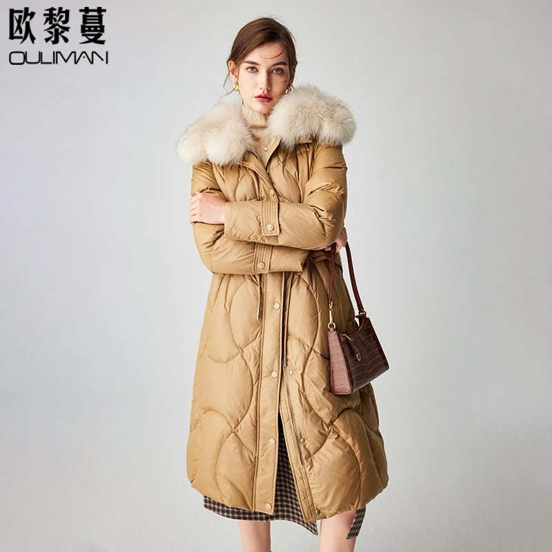 【诗语专属】法曼萱卡其色白鸭绒羽绒服女2025冬外套YRF627