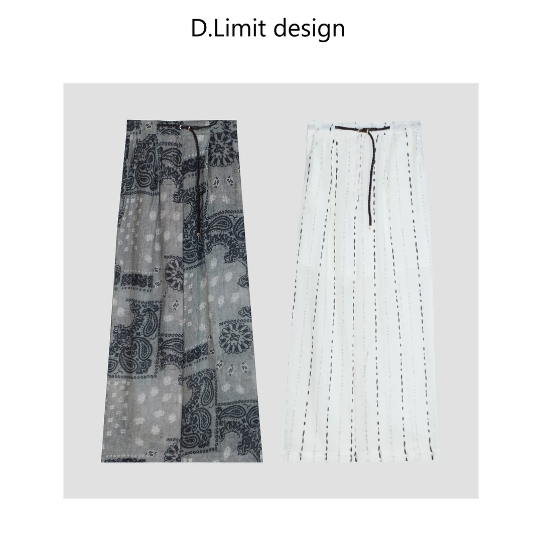 【D.Limit design】设计款100苎麻印花宽松阔腿休闲裤DLYJBS8319