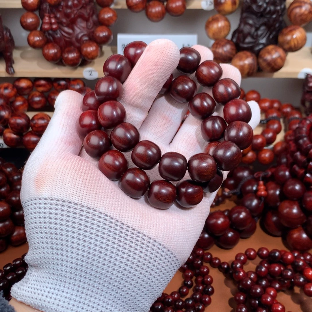 染料紫檀（血檀）1516-老型珠泥料-鸡血红高密