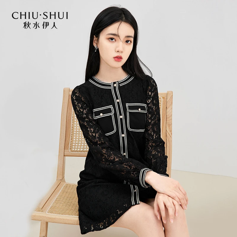 【小铃铛】秋水伊人蕾丝连衣裙富家千金气质裙子623112A020022