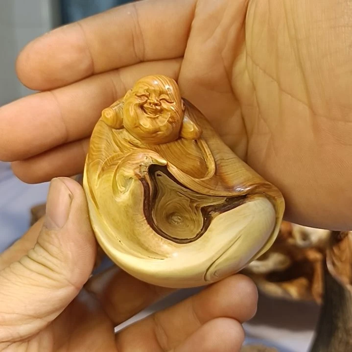 柏木（崖柏）太行崖柏笑佛手把件