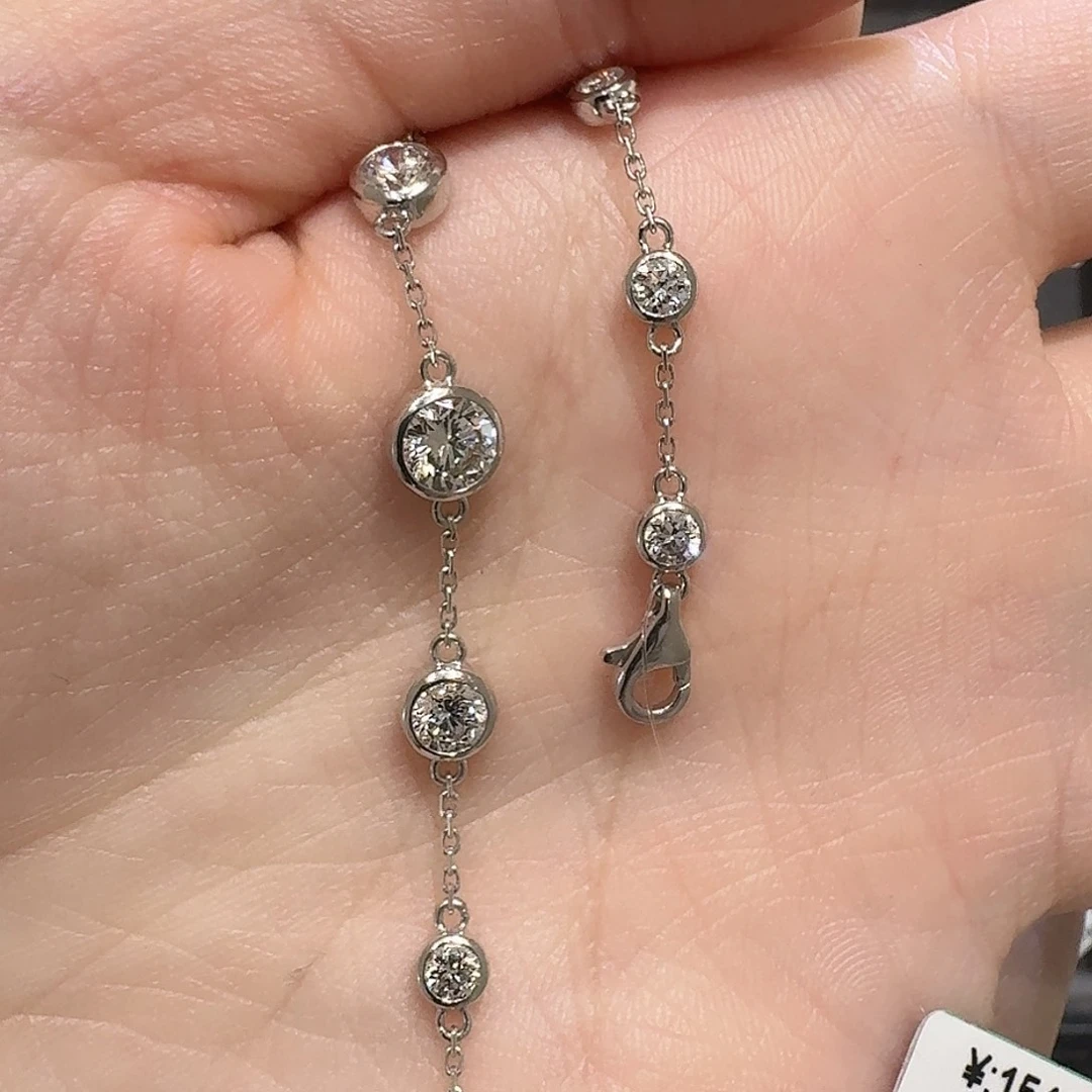 实验室培育钻石18K金镶嵌泡泡满天星手链k白17cm