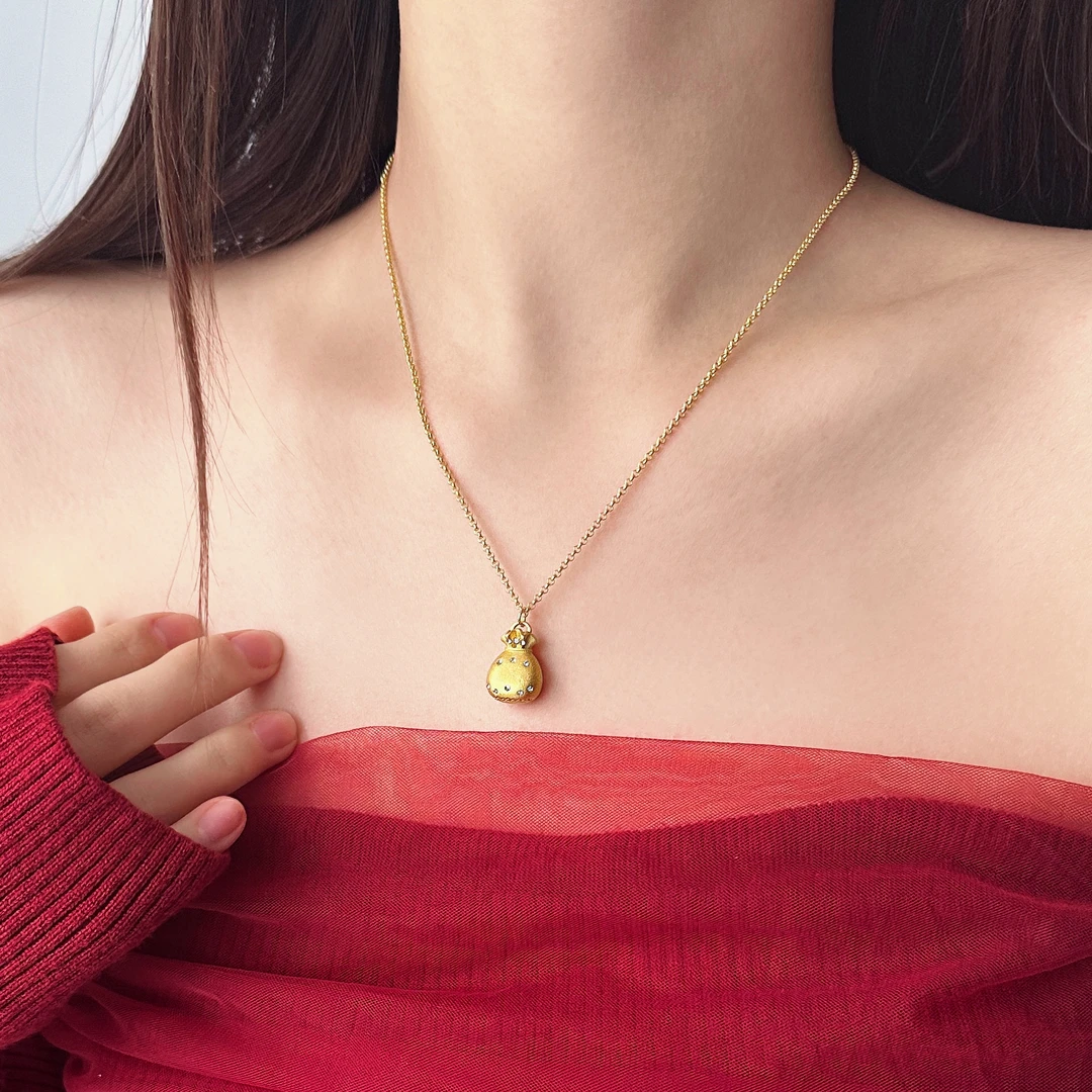 合金项链 X5208-1精致小众设计感百搭个性高级感新年款元宝袋项链