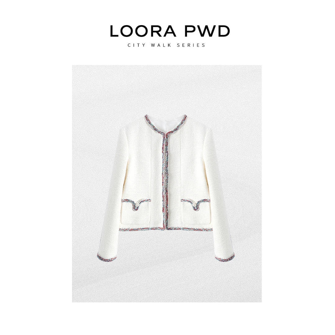 LOORAPWD/罗拉密码【绵羊毛】彩带拼接时尚小香风外套25CJAB0046N