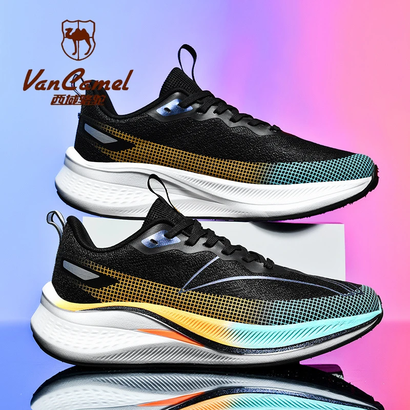 西域骆驼竞速透气欧若风减震跑步鞋高档男女同款减震网面休欧若风