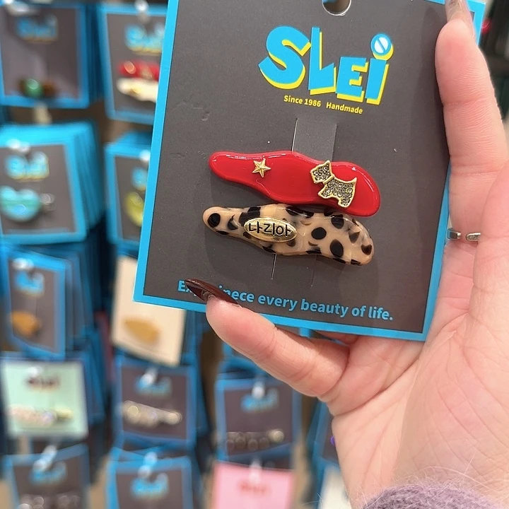 红色豹纹鸭夹新款