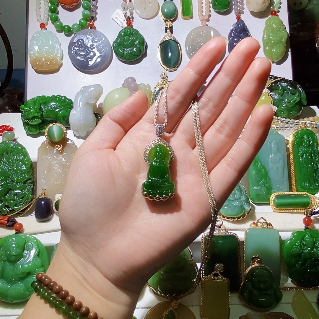 和田玉银S925镶嵌颈饰