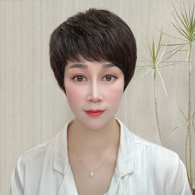 女士全真发减龄短发女手织头旋全头套增发量舒适严选优质遮白发