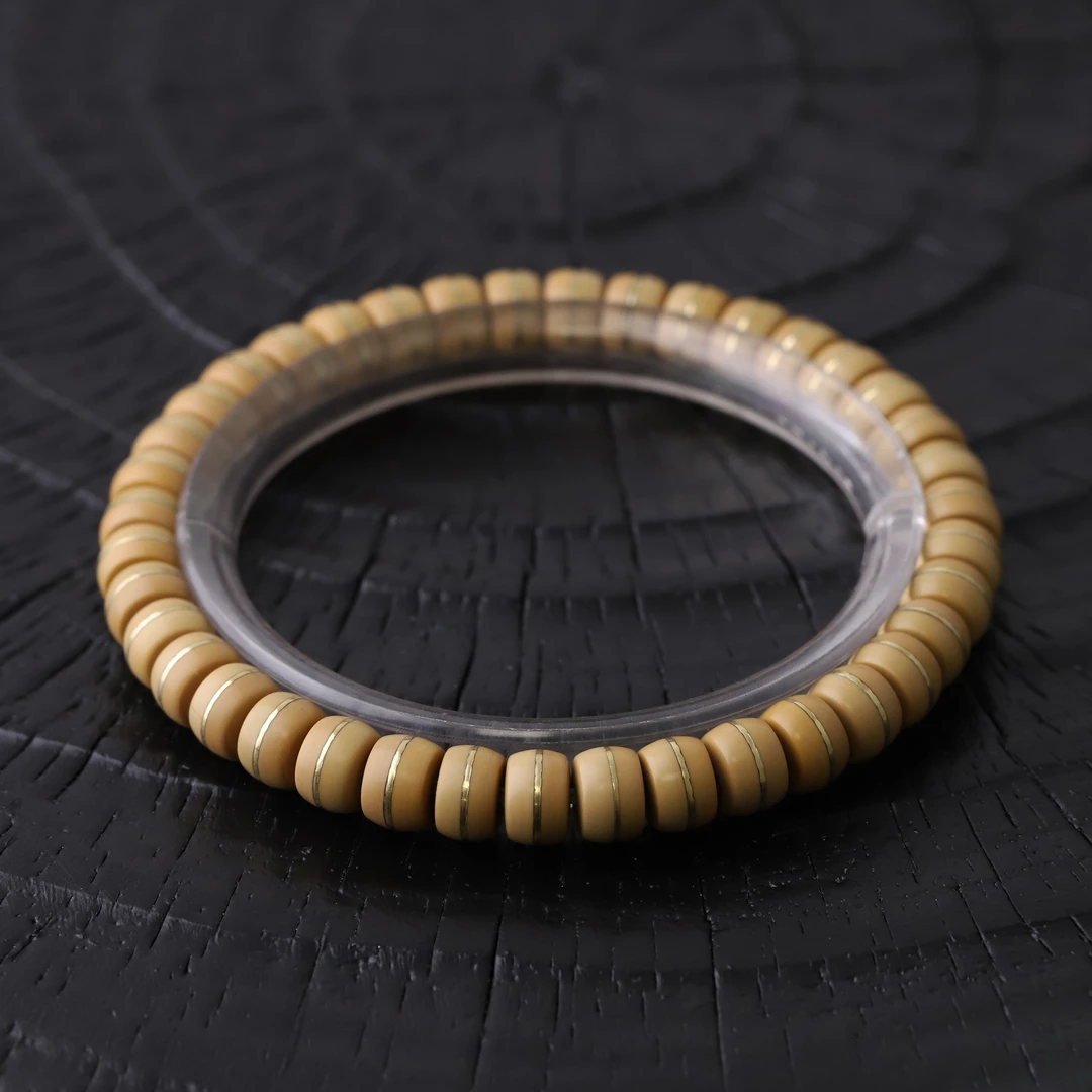 S8260【橄榄金腰带】精工内嵌一线天橄榄核核壁文玩手串懒人串