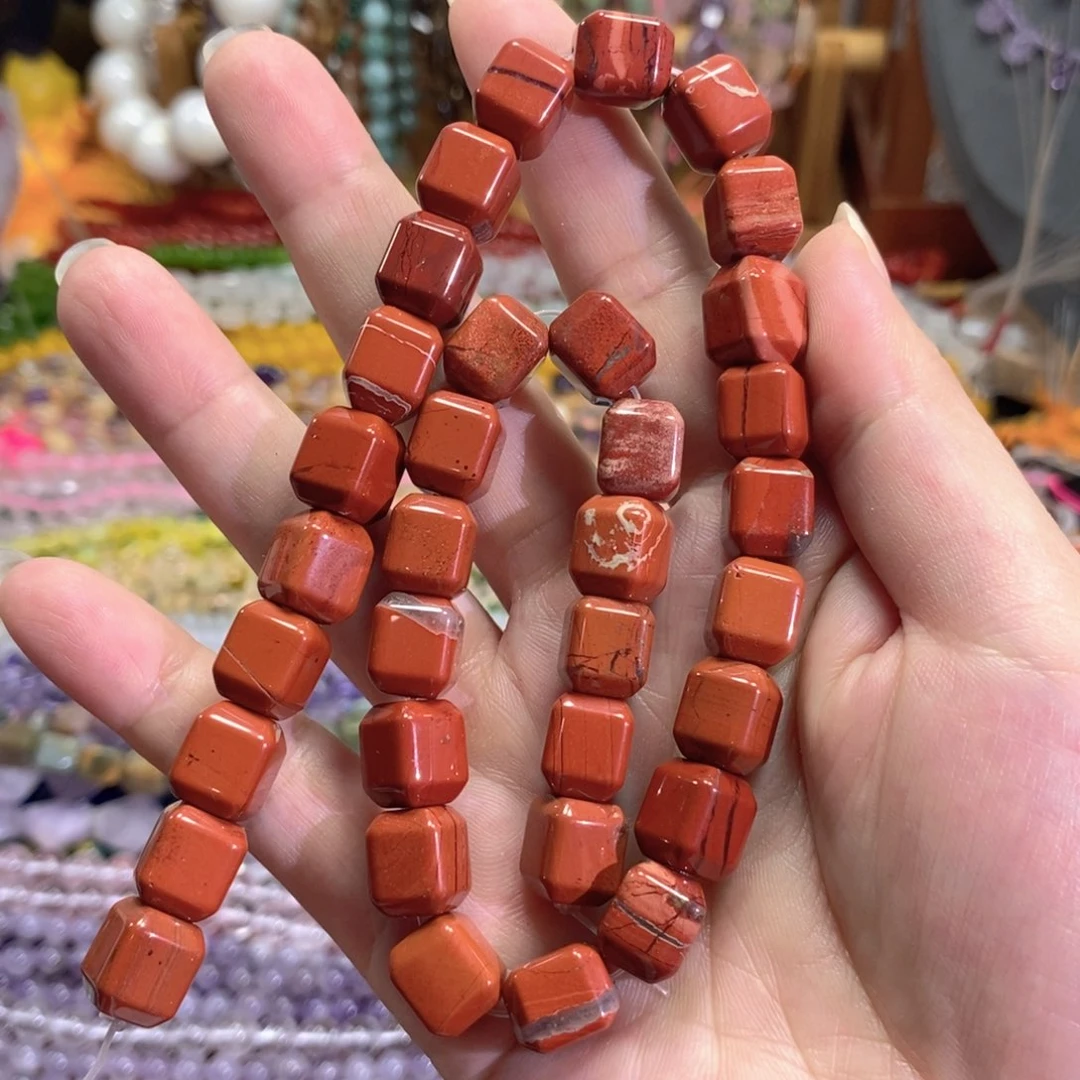 玛瑙/玉髓未镶嵌珠宝半成品战国红方糖一条卡11mm