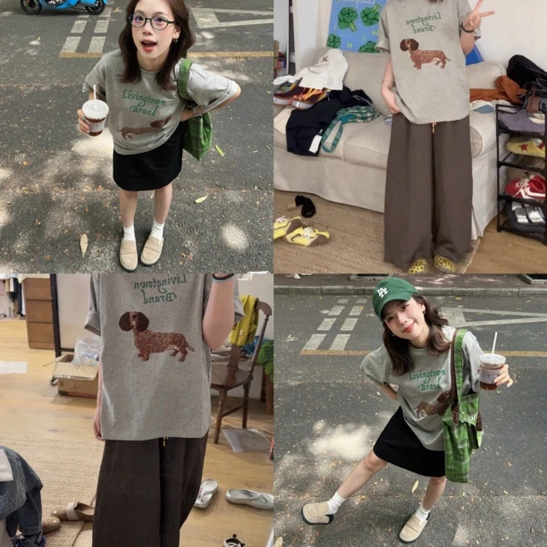 毛绒小狗～原版巨丰冰感面料短袖