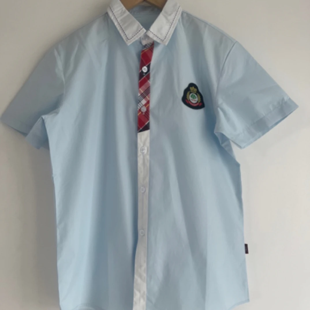 汝河路小学夏季校服浅蓝色短袖衬衫