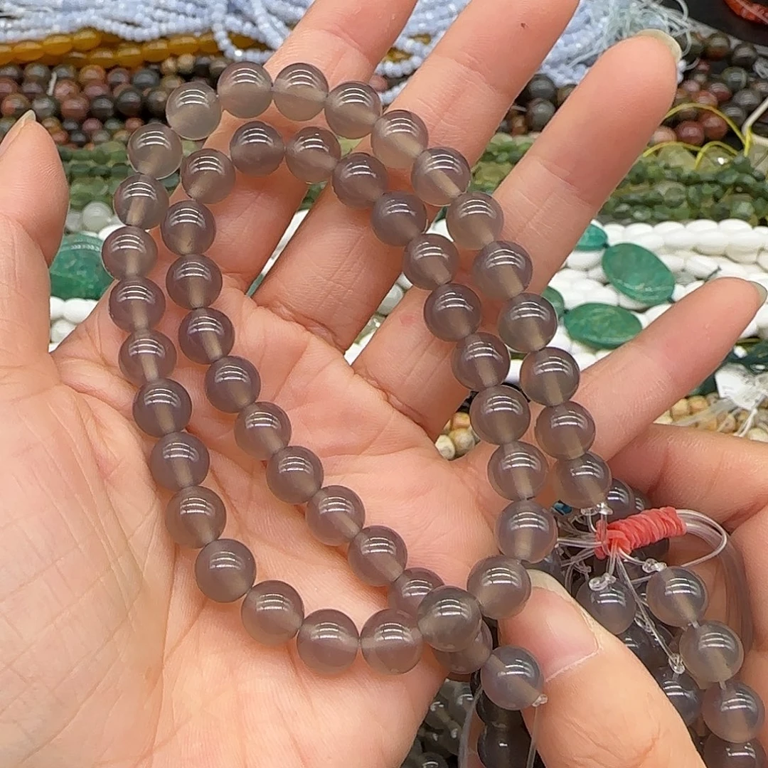 合金玛瑙/玉髓珠宝半成品灰玛瑙8mm一条
