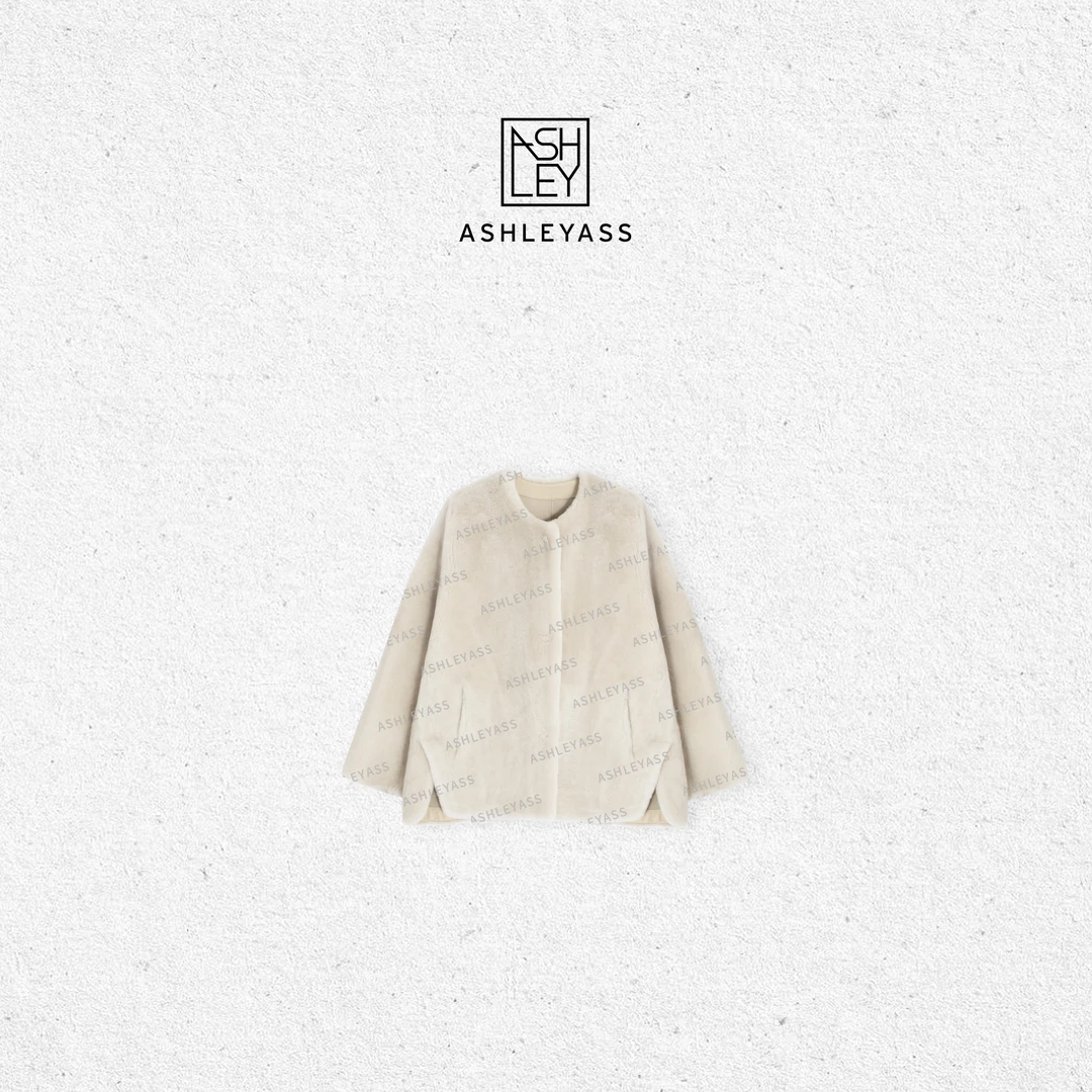 【ASHLEYASS】皮毛一体外套双面皮工艺可立可翻领设计LSS241846S