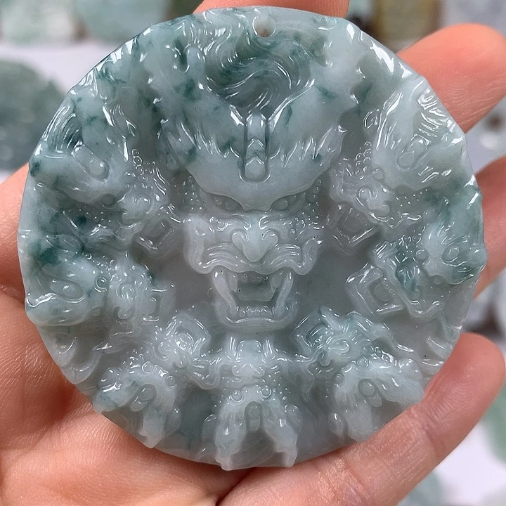 翡翠未镶嵌颈饰九龙牌福利霸气侧漏