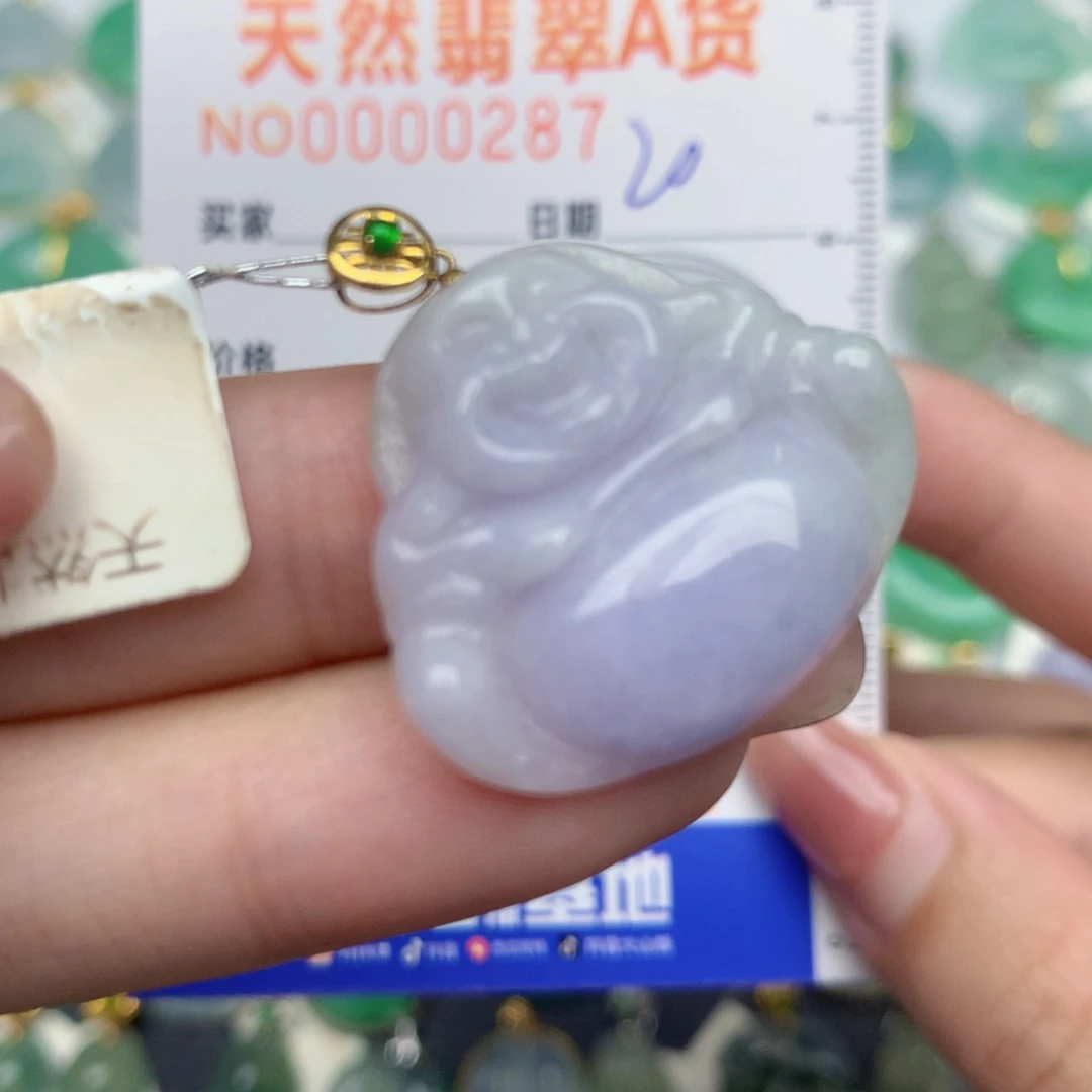 翡翠18K金镶嵌颈饰佛公
