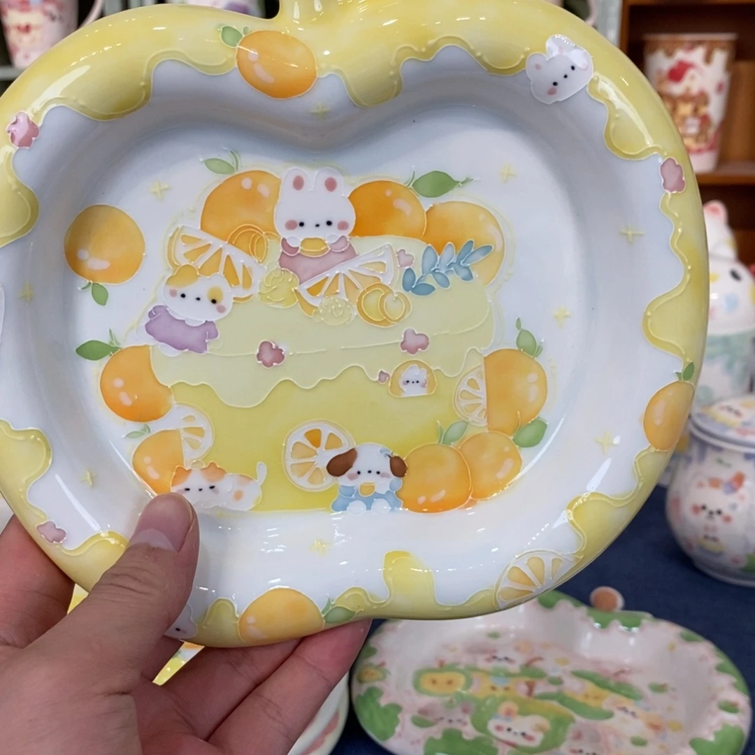 狮***赖瓷片蛋糕小狗盘子