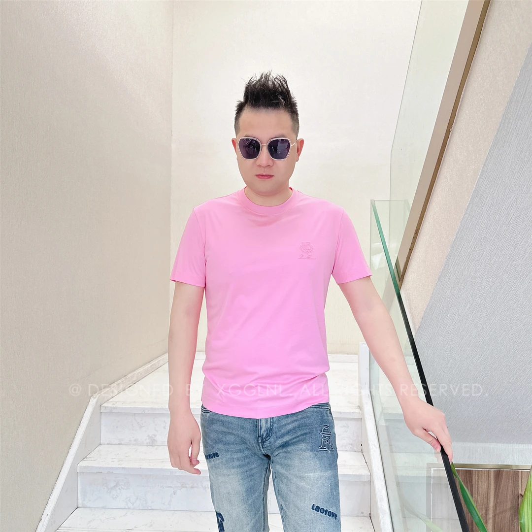 春夏款NL左胸压凸图形字母男士品质高端轻奢洋气时尚潮牌短袖t恤