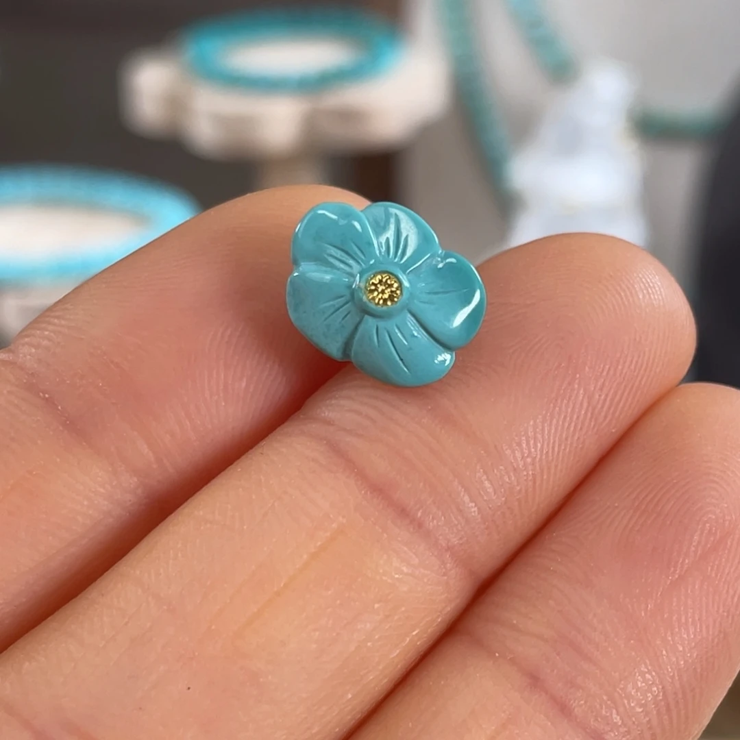 绿松石未镶嵌套链瓷釉级花花