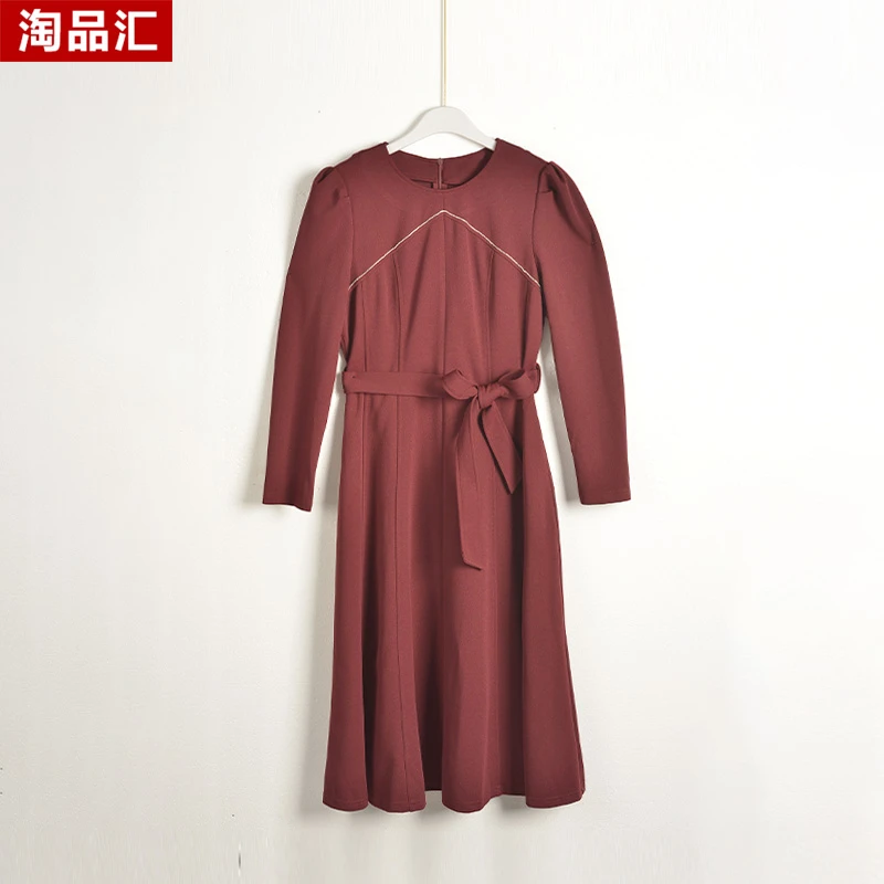 GPE1【专柜捡漏】中高端时尚女装DQB-连衣裙8667-酒红色