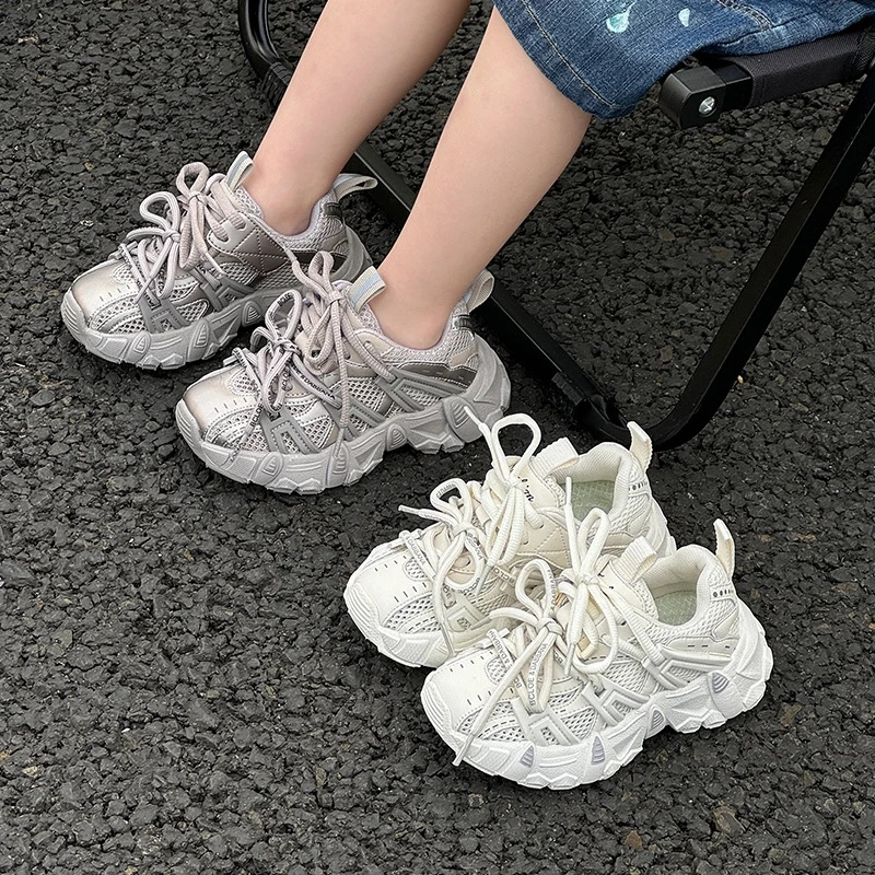 精选儿童运动鞋2025春季新款韩版男女童网面老爹鞋跑步鞋适配