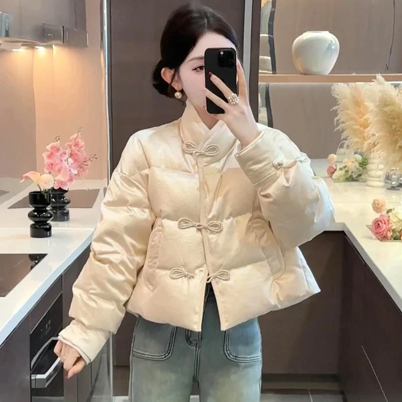 香朵儿2025冬季新款新年战袍新中式国风盘扣设计感加厚保暖棉服女