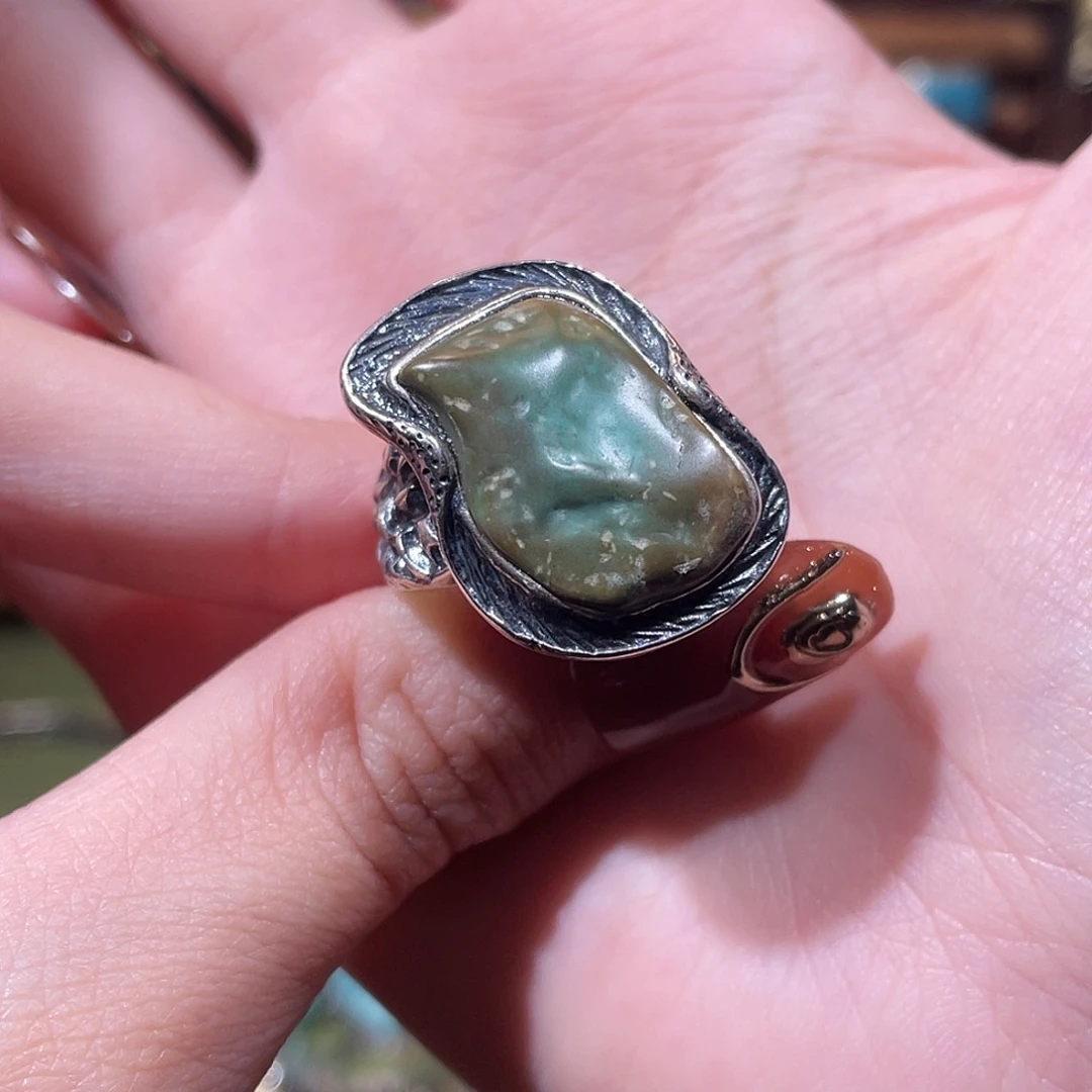 D***ᵃ绿松石银S925镶嵌戒指