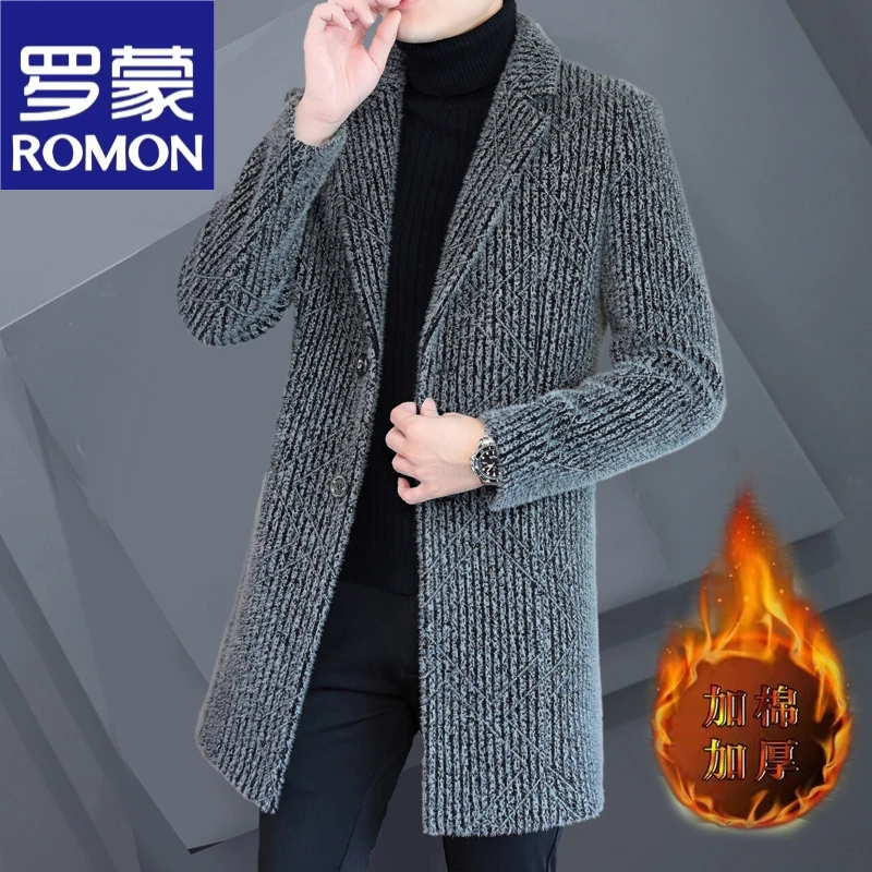 罗蒙男士毛呢中长款大衣新款加棉加厚呢子男装外套百搭保暖风衣装