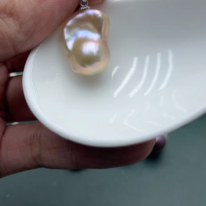 淡水珍珠吊坠(不含链)银S925镶嵌