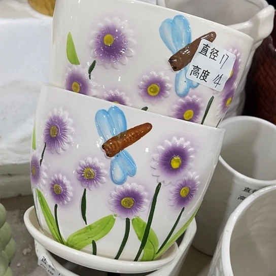 多肉绿植陶瓷花盆9.9包邮，有孔