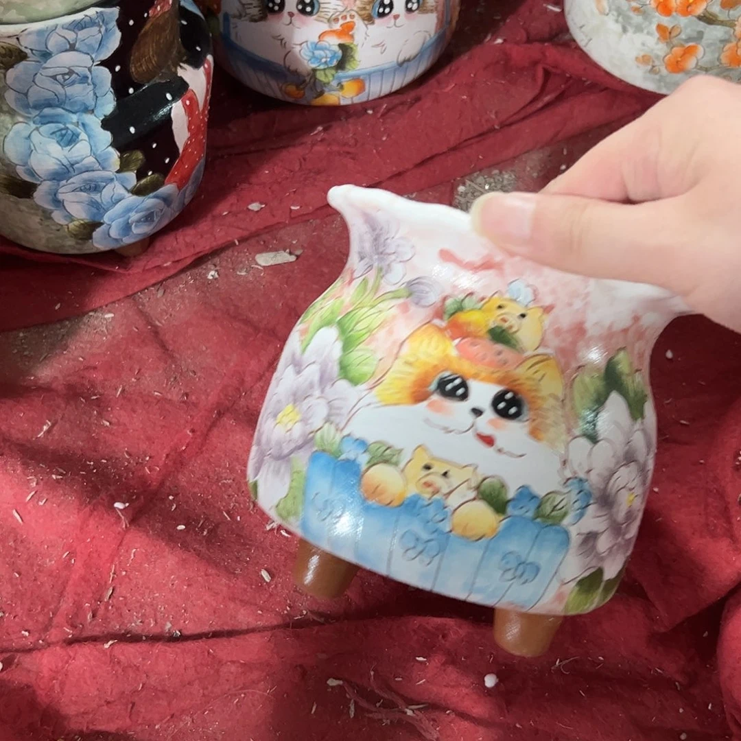 景德镇手绘花盆幸运花盆