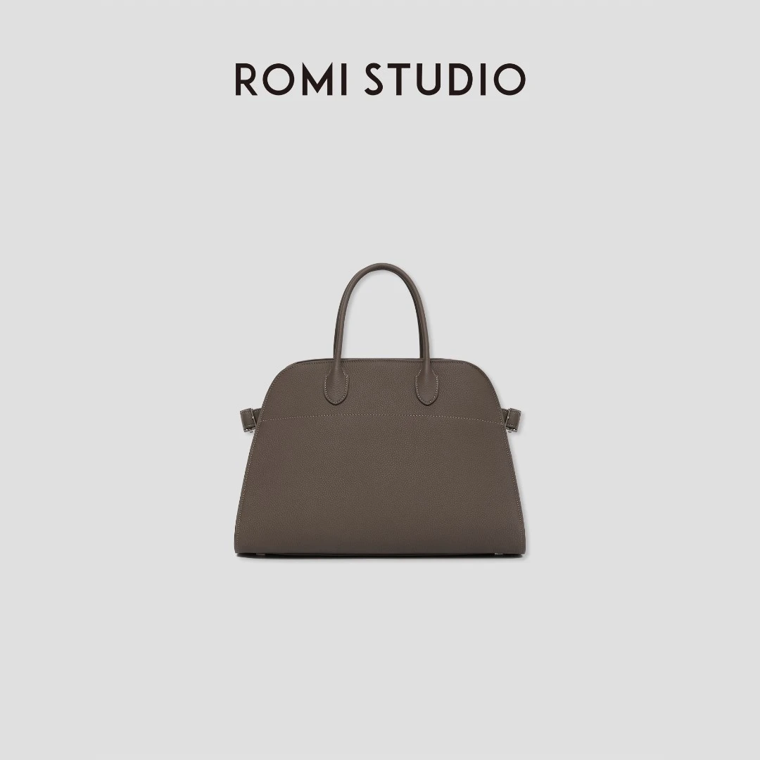 ROMI STUDIO“极简主义”100%头层牛皮荔枝纹手提托特包RW24LP31325