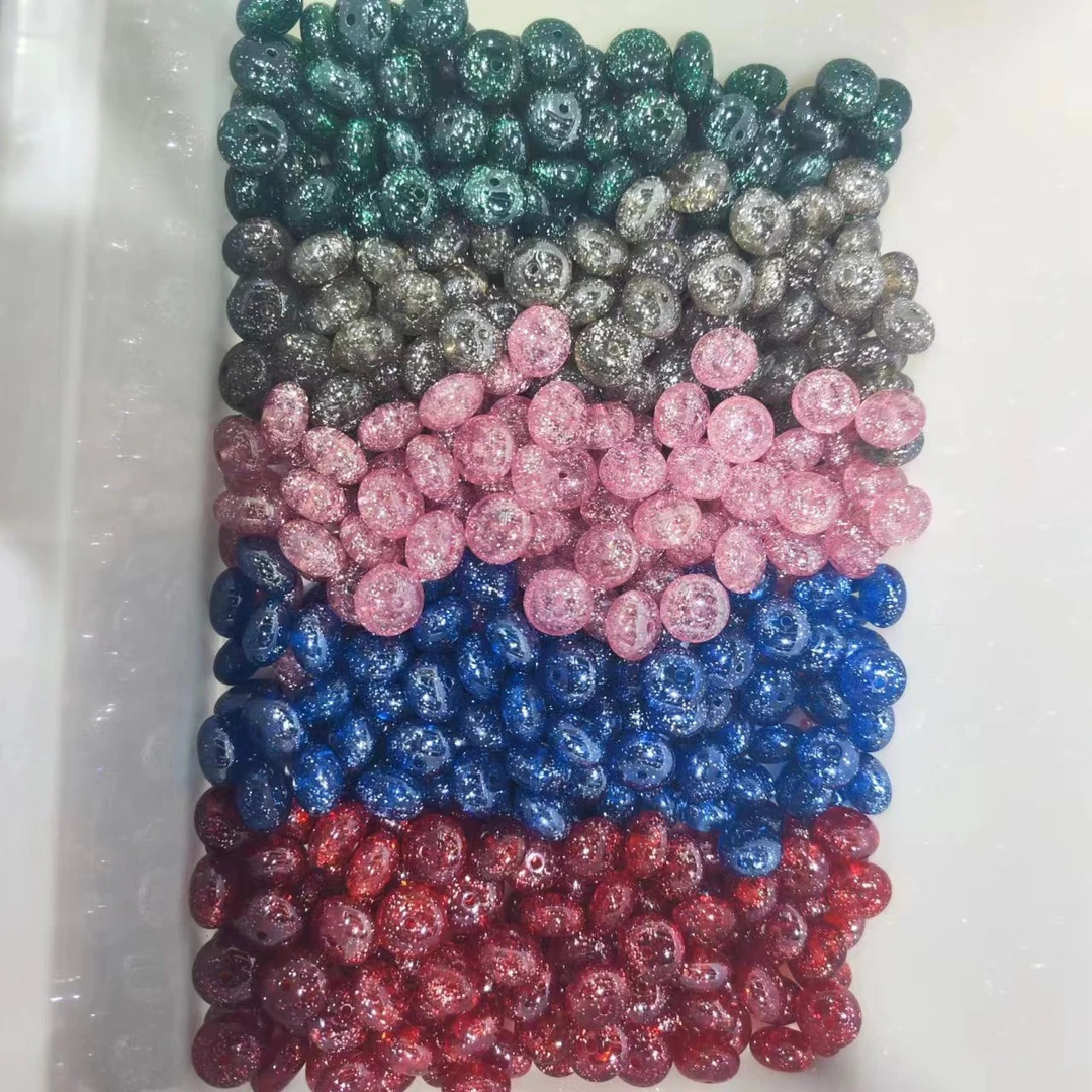 【饰界】 UV镀葱粉白彩2.5直孔算盘珠16MM 随机混EB45