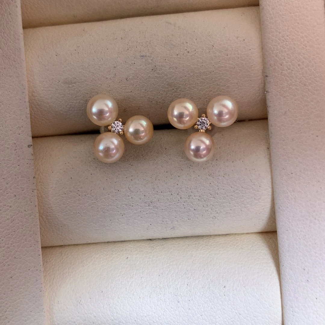 海水珍珠耳饰银S925镶嵌