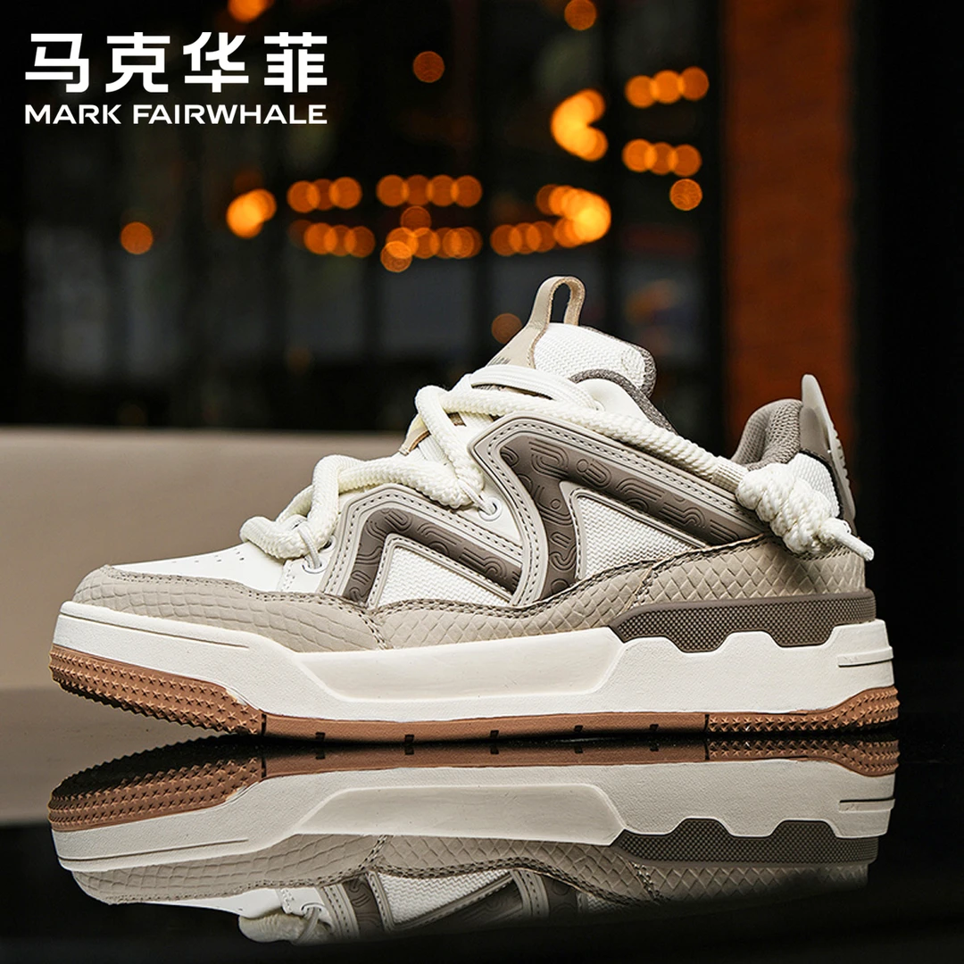 马克华菲男鞋2025春季新款轻便百搭低帮板鞋潮厚底舒适时尚休闲鞋