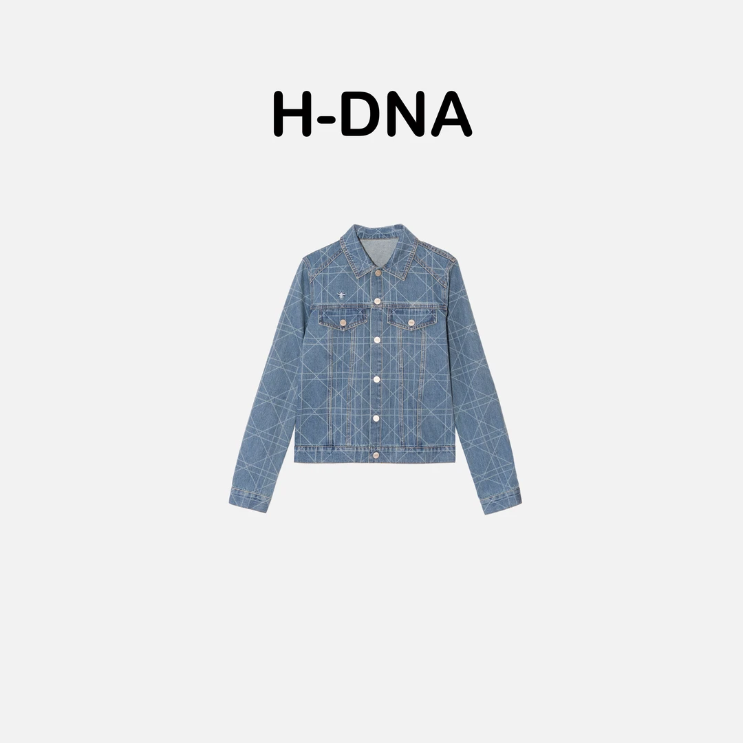 【H-DNA】"戴妃格"原版定制丹宁CD格纹刺绣牛仔外套