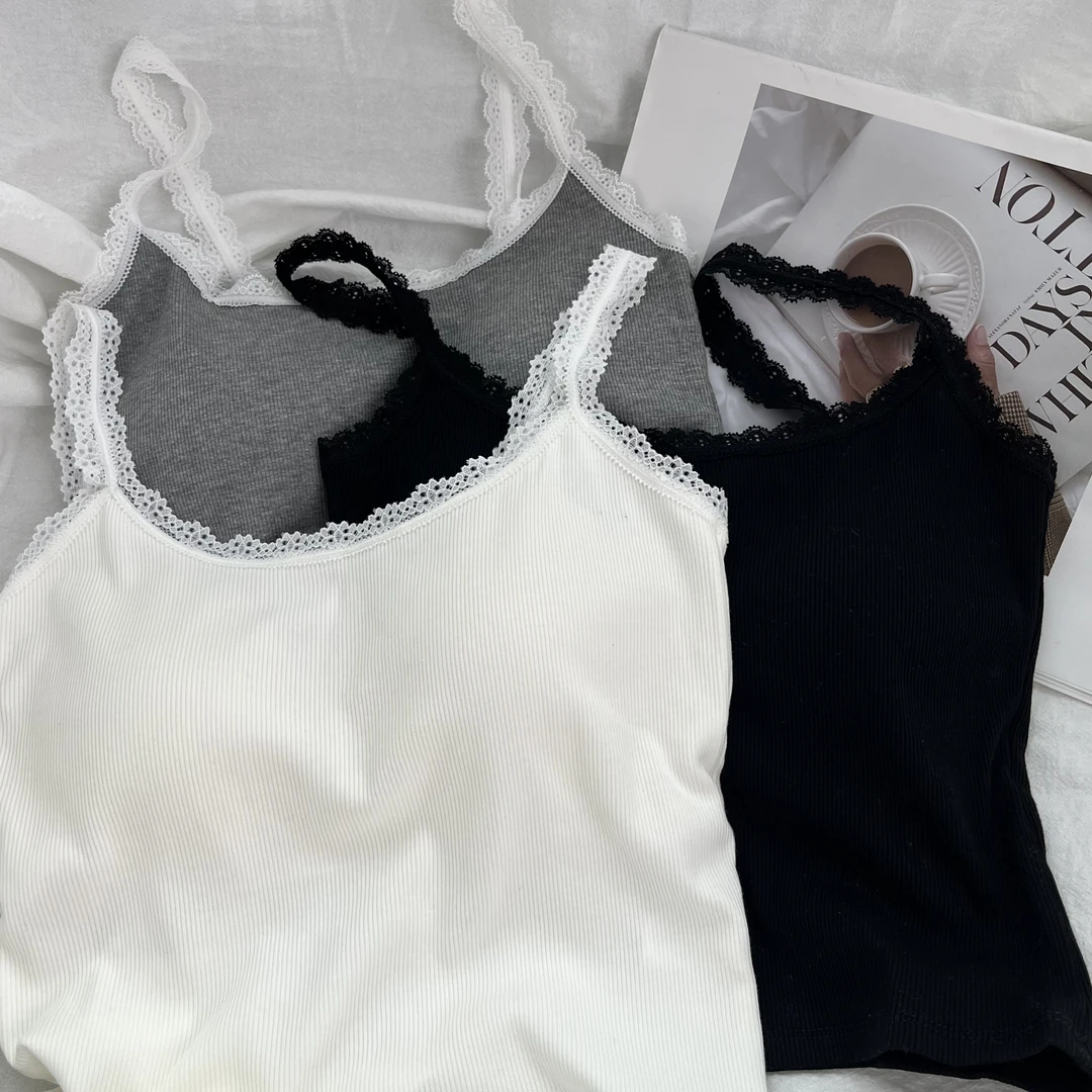 蕾丝美背～甜美舒适百搭自带罩杯夏季吊带